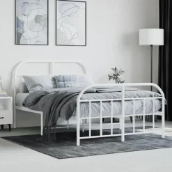 Twijfelaars-vidaXL - Bed frame met hoofd- en voeteneinde - Wit - Metaal - 120x200 cm