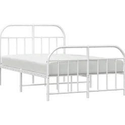 Twijfelaars-vidaXL - Bed frame met hoofd- en voeteneinde - Wit - Metaal - 120x200 cm