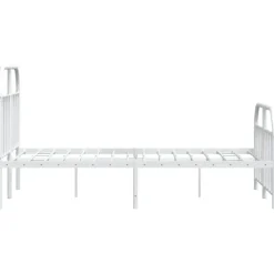 Twijfelaars-vidaXL - Bed frame met hoofd- en voeteneinde - Wit - Metaal - 120x200 cm