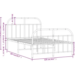 Twijfelaars-vidaXL - Bed frame met hoofd- en voeteneinde - Wit - Metaal - 120x200 cm