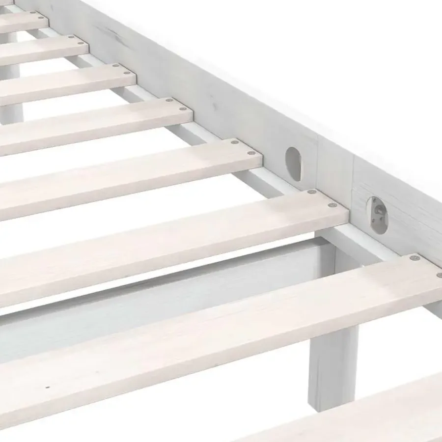 2-Persoons Bedden-vidaXL - Bed frame met hoofdeinde - Wit - Massief grenenhout - 160x200 cm