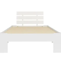 1-Persoons Bedden-vidaXL - Bed frame met hoofdbord - Wit - Massief grenenhout - 90x200 cm