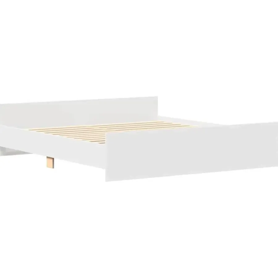 2-Persoons Bedden-vidaXL - Bed frame met hoofd- en voeteneinde - Wit - 160x200 cm