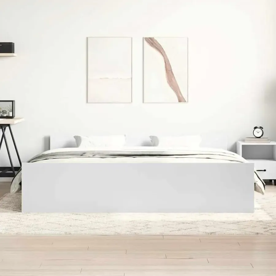 2-Persoons Bedden-vidaXL - Bed frame met hoofd- en voeteneinde - Wit - 160x200 cm