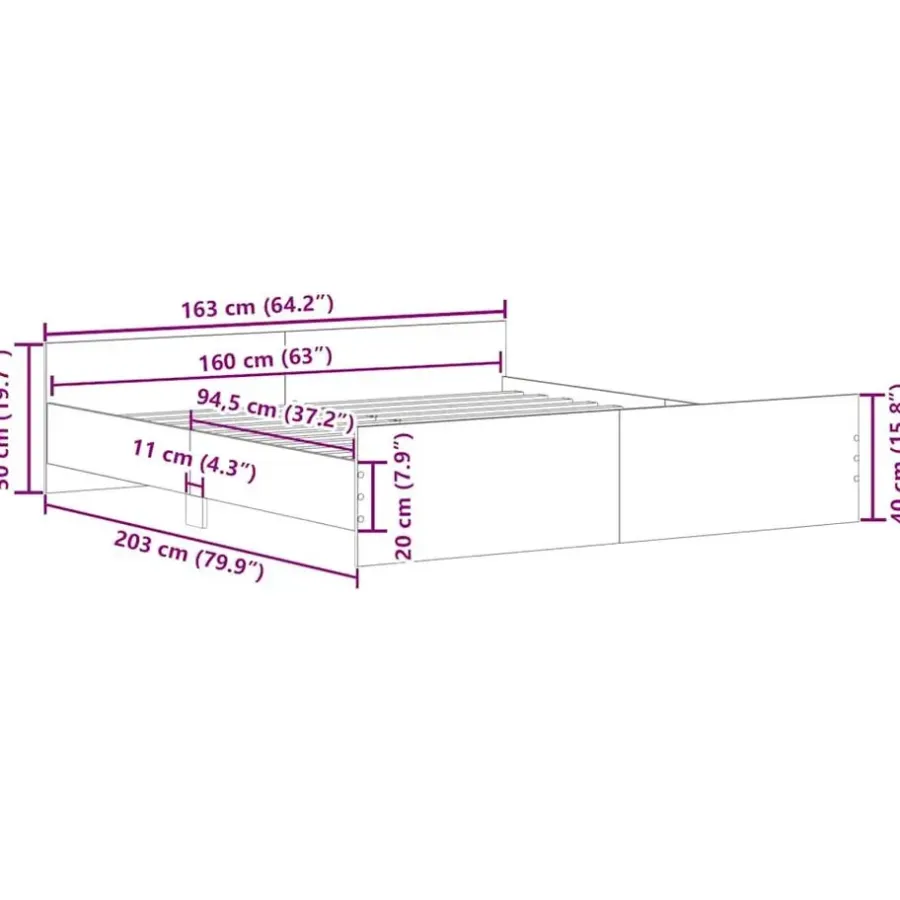 2-Persoons Bedden-vidaXL - Bed frame met hoofd- en voeteneinde - Wit - 160x200 cm