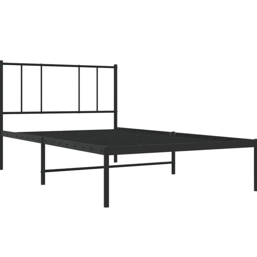 vidaXL - Bed frame met hoofdbord - Zwart - Metaal - 80x200 cm