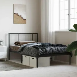 vidaXL - Bed frame met hoofdbord - Zwart - Metaal - 80x200 cm