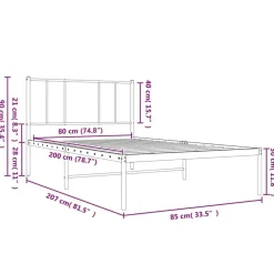 vidaXL - Bed frame met hoofdbord - Zwart - Metaal - 80x200 cm