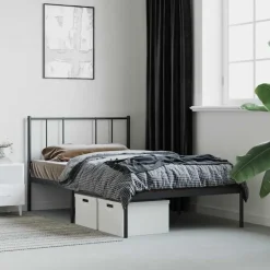 vidaXL - Bed frame met hoofdbord - Zwart - Metaal - 80x200 cm