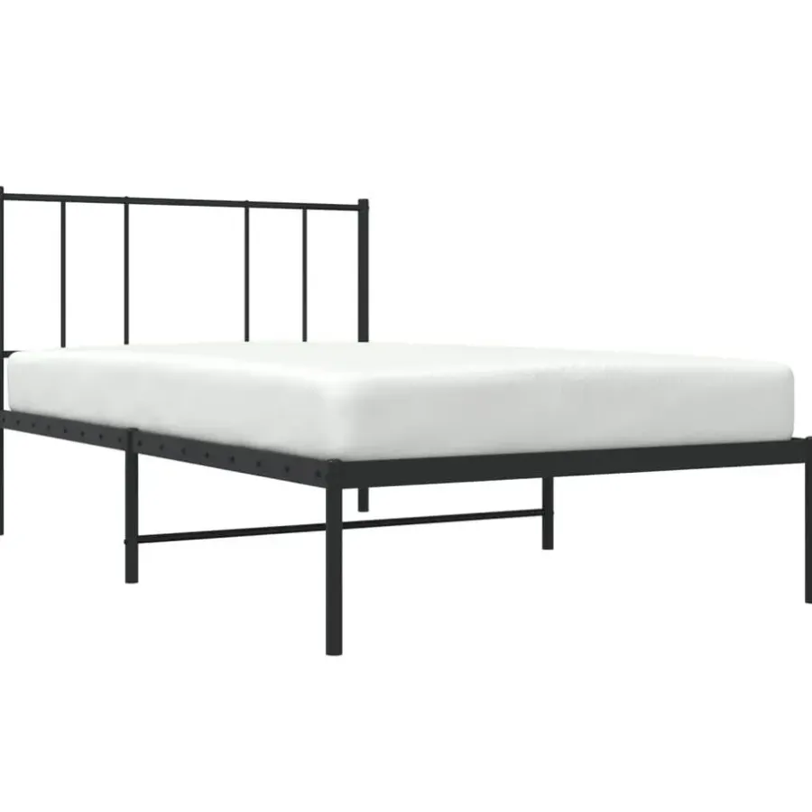 vidaXL - Bed frame met hoofdbord - Zwart - Metaal - 80x200 cm