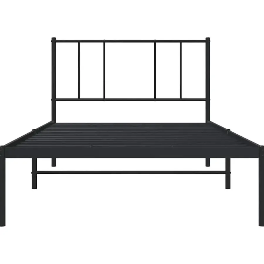 vidaXL - Bed frame met hoofdbord - Zwart - Metaal - 80x200 cm