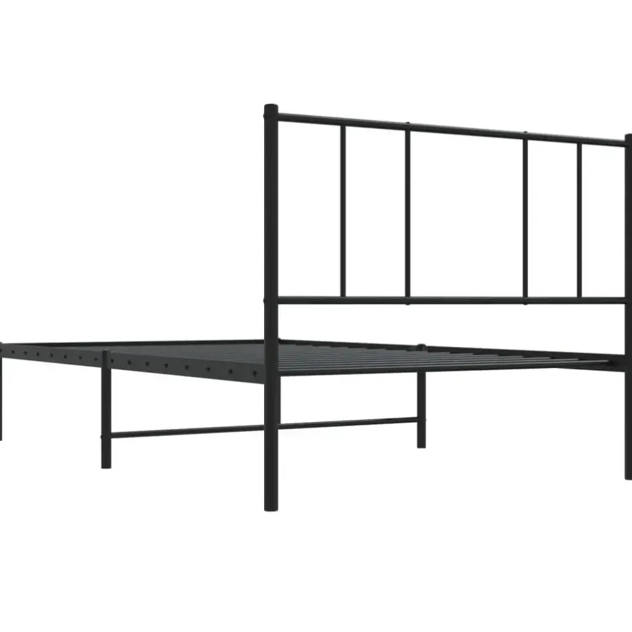 vidaXL - Bed frame met hoofdbord - Zwart - Metaal - 80x200 cm