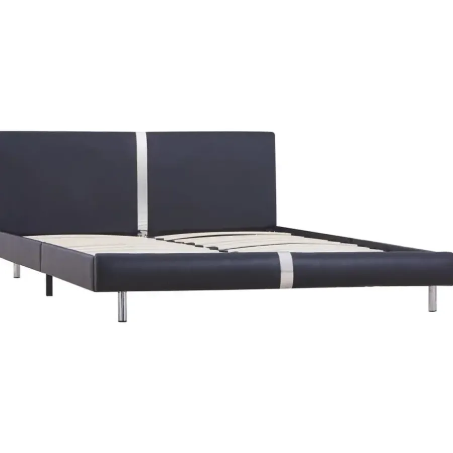 vidaXL - Bed frame met hoofdbord - Zwart - Kunstleer - 120x200 cm