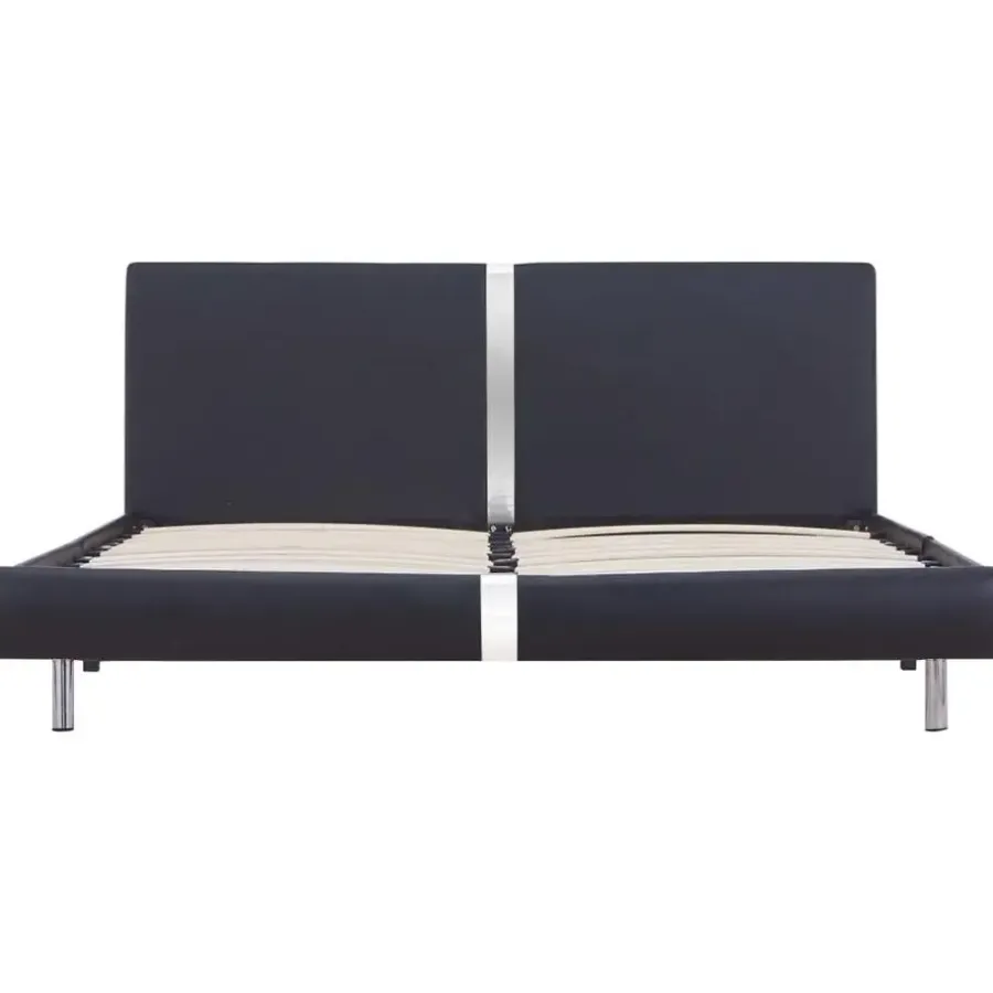vidaXL - Bed frame met hoofdbord - Zwart - Kunstleer - 120x200 cm