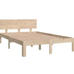 vidaXL - Bed frame met hoofbord - Naturel - Massief grenenhout - 120x190 cm