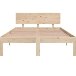 vidaXL - Bed frame met hoofbord - Naturel - Massief grenenhout - 120x190 cm