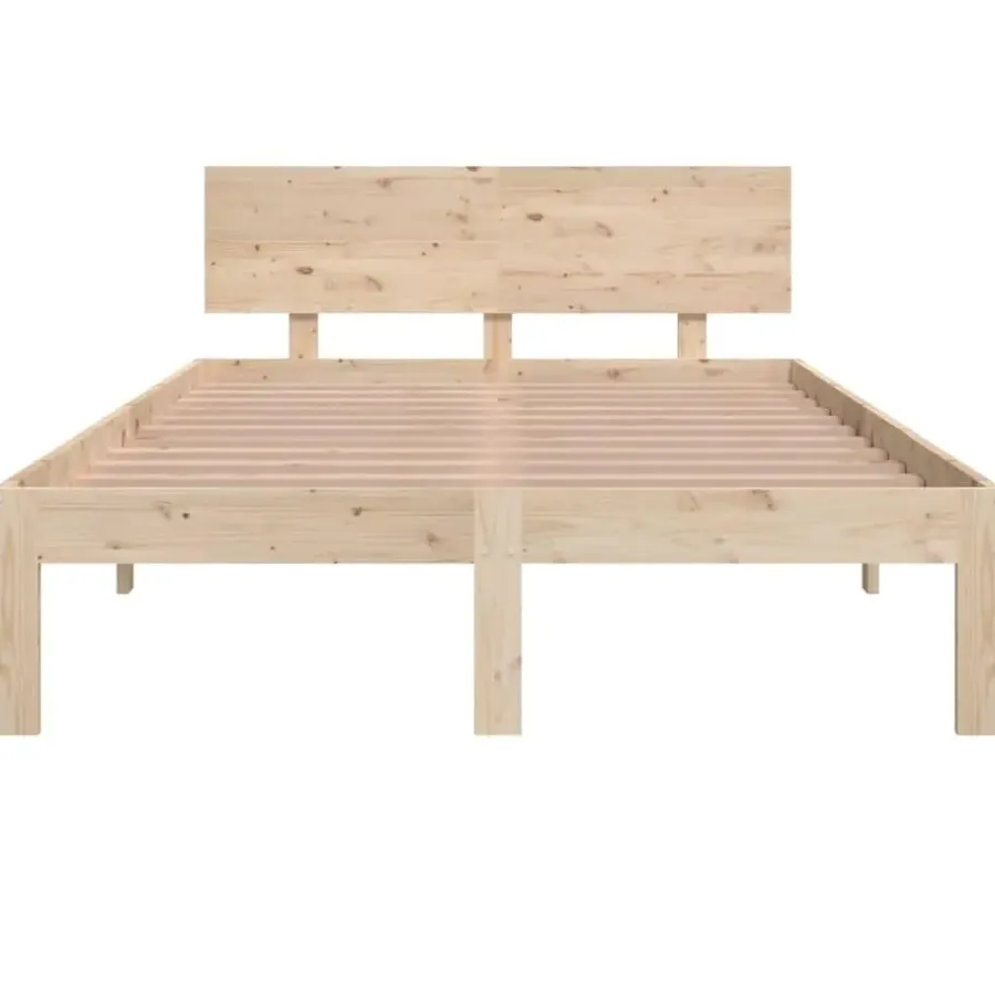 vidaXL - Bed frame met hoofbord - Naturel - Massief grenenhout - 120x190 cm