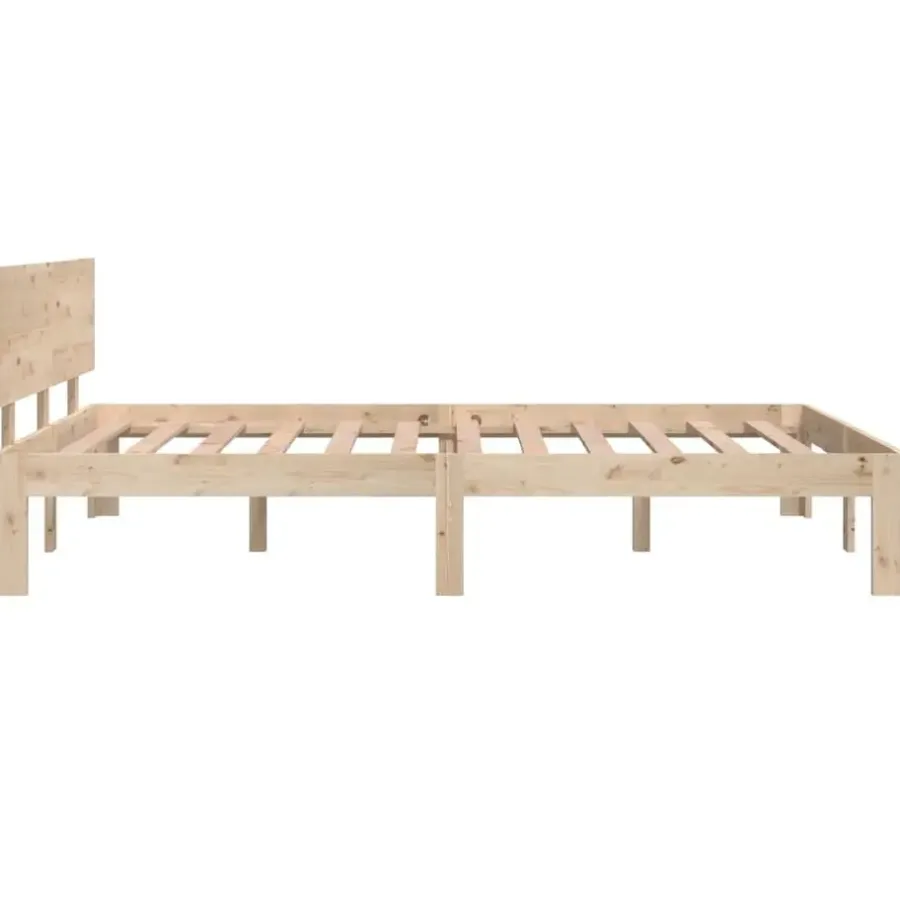 vidaXL - Bed frame met hoofbord - Naturel - Massief grenenhout - 120x190 cm