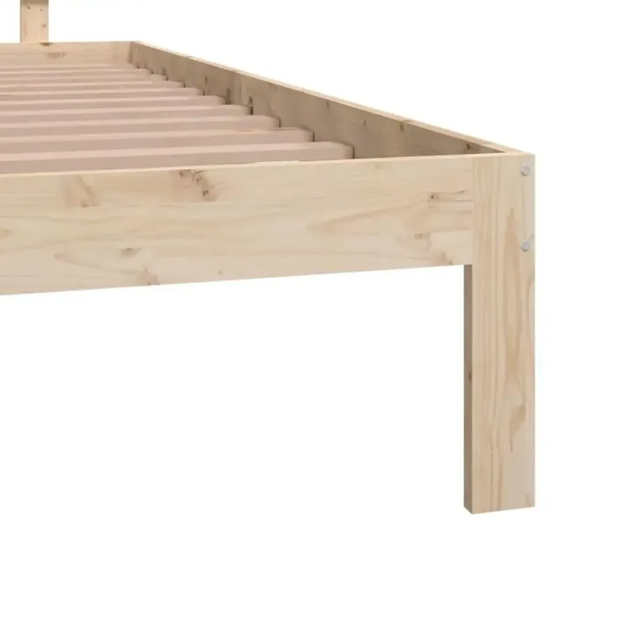 vidaXL - Bed frame met hoofbord - Naturel - Massief grenenhout - 120x190 cm