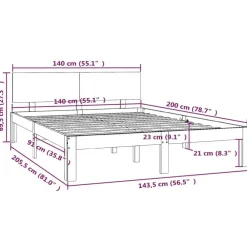 Twijfelaars-vidaXL - Bed frame met hoofdeinde - Naturel - Massief grenenhout - 140x200 cm