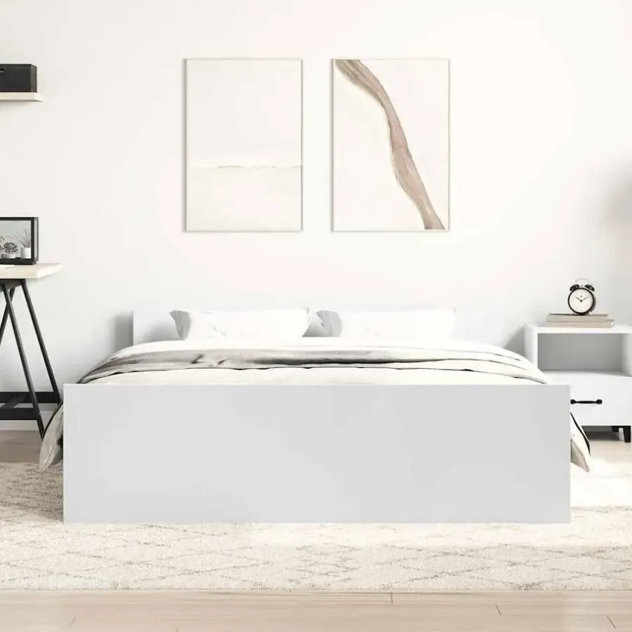 Twijfelaars-vidaXL - Bed frame met hoofd- en voeteneinde - Wit - 140x200 cm