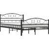 Twijfelaars-vidaXL - Bed frame met hoofdiende - zwart - Staal - 120x200 cm