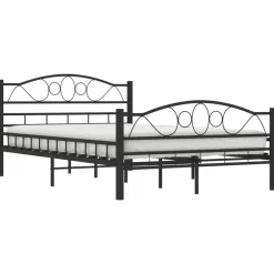 Twijfelaars-vidaXL - Bed frame met hoofdiende - zwart - Staal - 120x200 cm