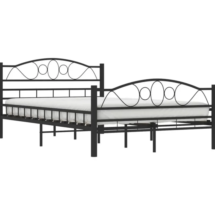 Twijfelaars-vidaXL - Bed frame met hoofdiende - zwart - Staal - 120x200 cm