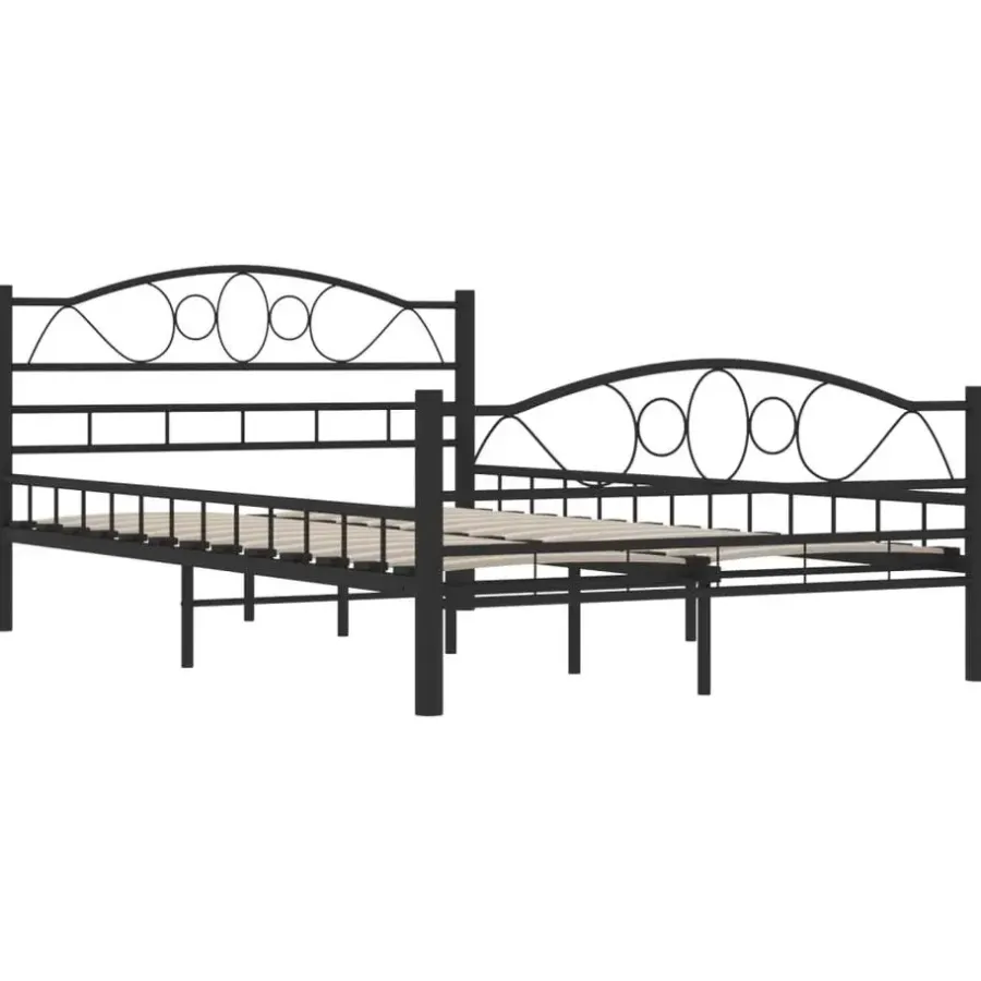 Twijfelaars-vidaXL - Bed frame met hoofdiende - zwart - Staal - 120x200 cm