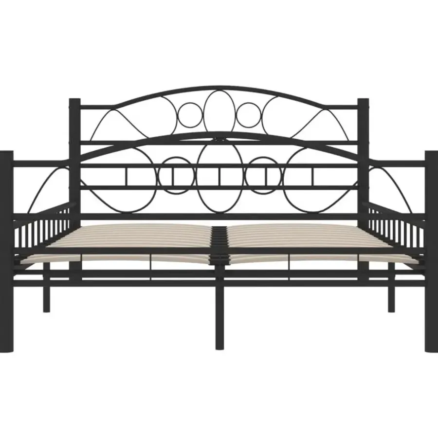 Twijfelaars-vidaXL - Bed frame met hoofdiende - zwart - Staal - 120x200 cm