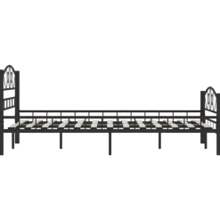 Twijfelaars-vidaXL - Bed frame met hoofdiende - zwart - Staal - 120x200 cm