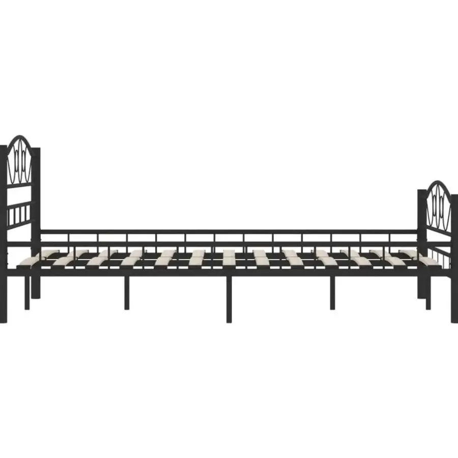 Twijfelaars-vidaXL - Bed frame met hoofdiende - zwart - Staal - 120x200 cm