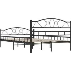 Twijfelaars-vidaXL - Bed frame met hoofdiende - zwart - Staal - 120x200 cm