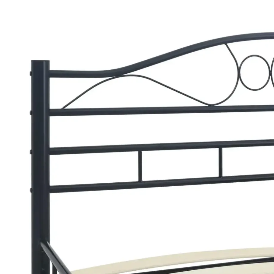 Twijfelaars-vidaXL - Bed frame met hoofdiende - zwart - Staal - 120x200 cm