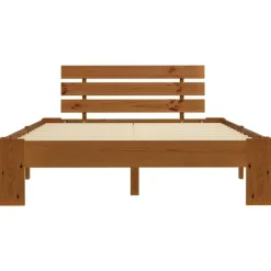 Twijfelaars-vidaXL - Bed frame met hoofdbord - Honingbruin - Grenenhout - 140x200 cm