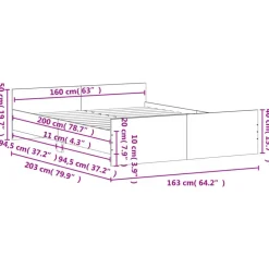 vidaXL - Bed frame met hoofd- en voeteneinde - Sonoma eikenkleur - 160x200 cm