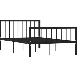 Twijfelaars-vidaXL - Bed frame met hoofdeinde en lattenbodem - Zwart - Metaal - 120x200 cm