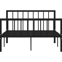 Twijfelaars-vidaXL - Bed frame met hoofdeinde en lattenbodem - Zwart - Metaal - 120x200 cm