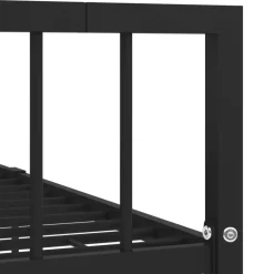 Twijfelaars-vidaXL - Bed frame met hoofdeinde en lattenbodem - Zwart - Metaal - 120x200 cm