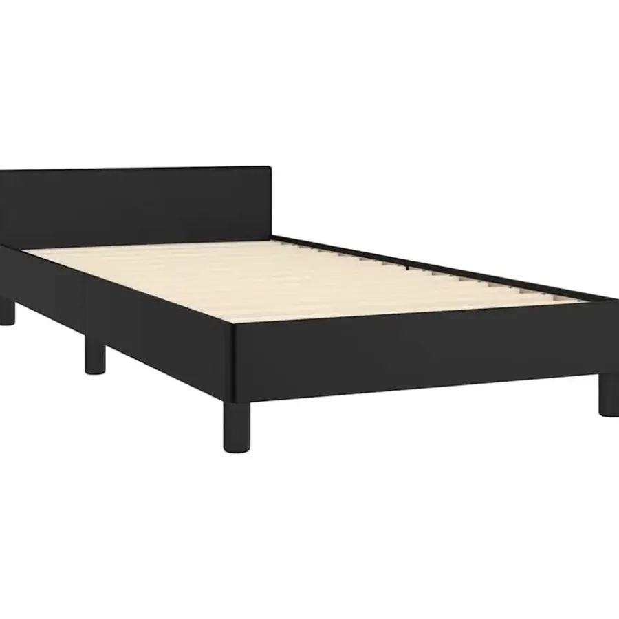vidaXL - Bed frame met hoofdeinde zonder matras - zwart - Kunstleer - 90x200 cm