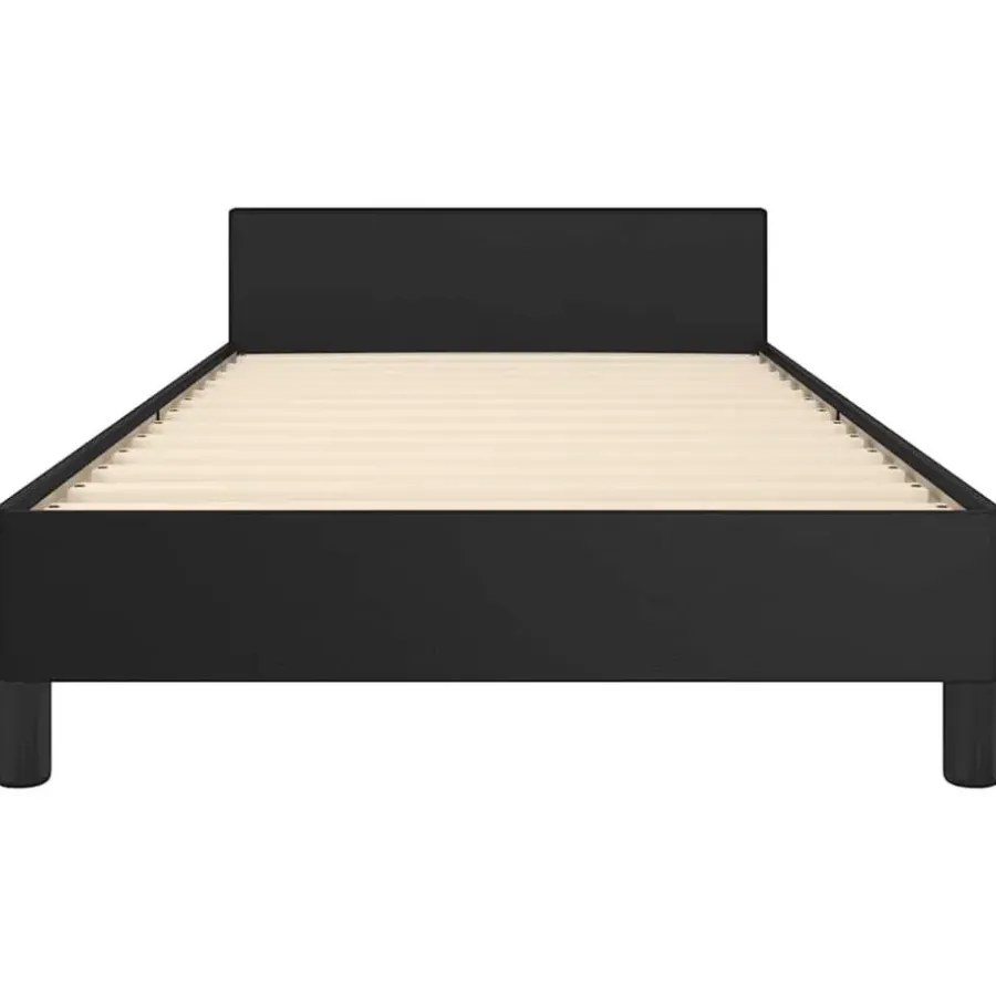 vidaXL - Bed frame met hoofdeinde zonder matras - zwart - Kunstleer - 90x200 cm