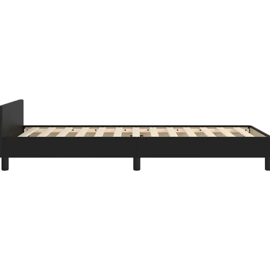 vidaXL - Bed frame met hoofdeinde zonder matras - zwart - Kunstleer - 90x200 cm