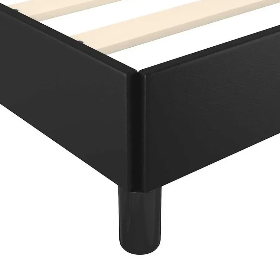 vidaXL - Bed frame met hoofdeinde zonder matras - zwart - Kunstleer - 90x200 cm
