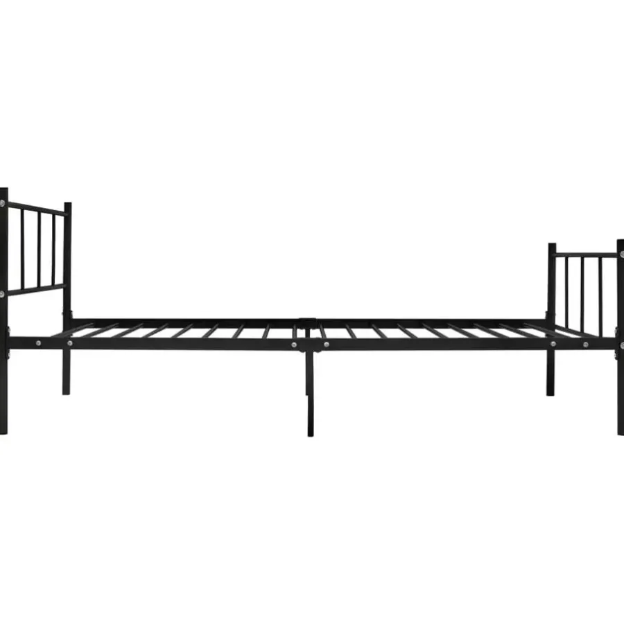 1-Persoons Bedden-vidaXL - Bed frame met hoofdeinde zonder matras - Zwart - Metaal - 90x200 cm