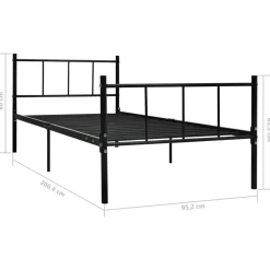 1-Persoons Bedden-vidaXL - Bed frame met hoofdeinde zonder matras - Zwart - Metaal - 90x200 cm