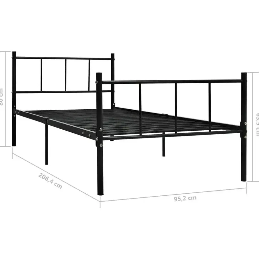 1-Persoons Bedden-vidaXL - Bed frame met hoofdeinde zonder matras - Zwart - Metaal - 90x200 cm
