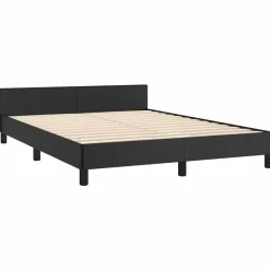 vidaXL - Bed frame met hoofdeinde - Zwart - Kunstleer - 140 x 200 cm