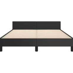 vidaXL - Bed frame met hoofdeinde - Zwart - Kunstleer - 140 x 200 cm