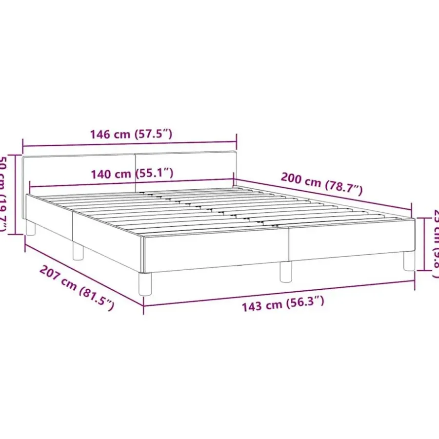 vidaXL - Bed frame met hoofdeinde - Zwart - Kunstleer - 140 x 200 cm