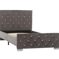 vidaXL - Bed frame met hoofdeinde - Grijs - Fluweel - 90x200 cm